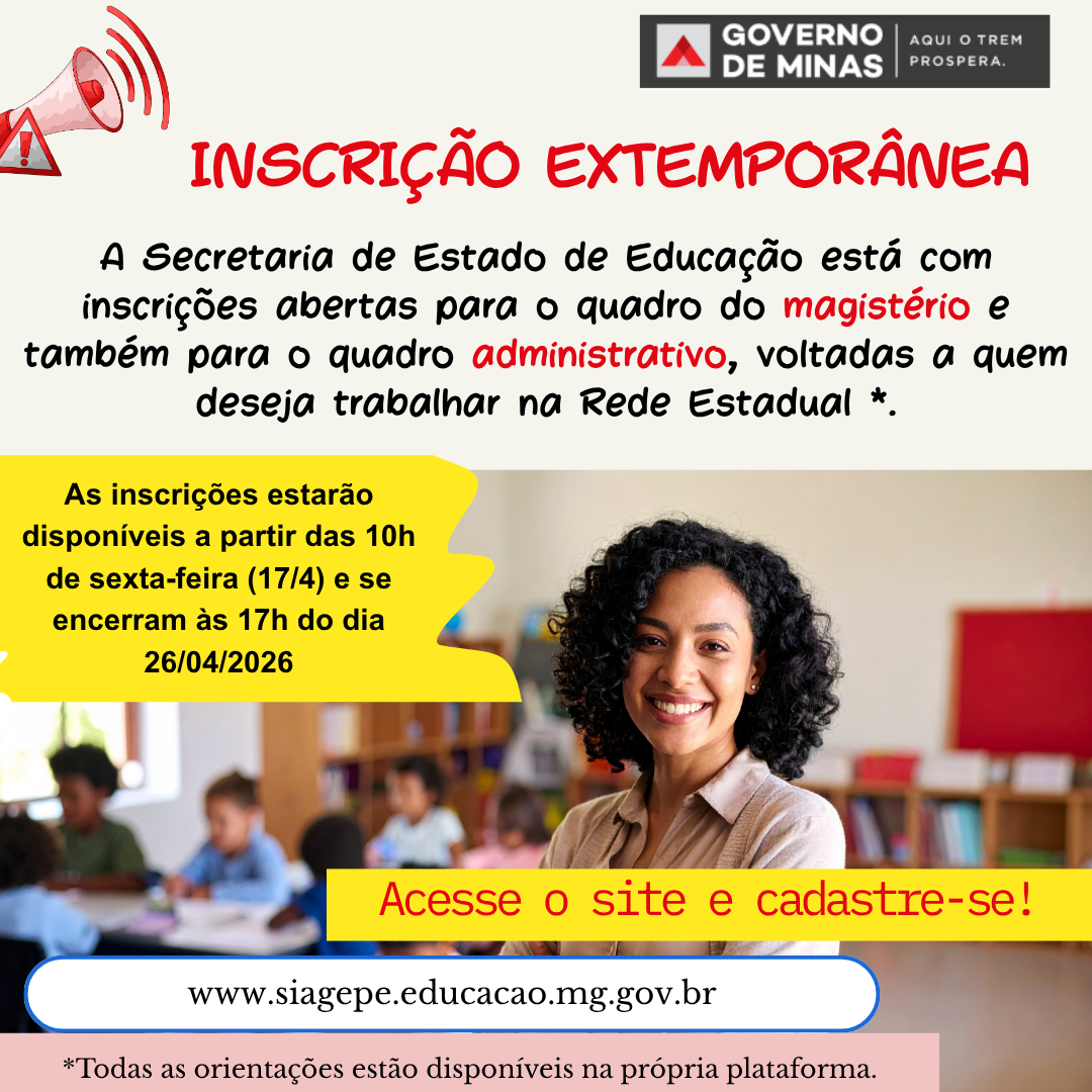 Novo Edital – Inscrição Extemporânea SEE/MG