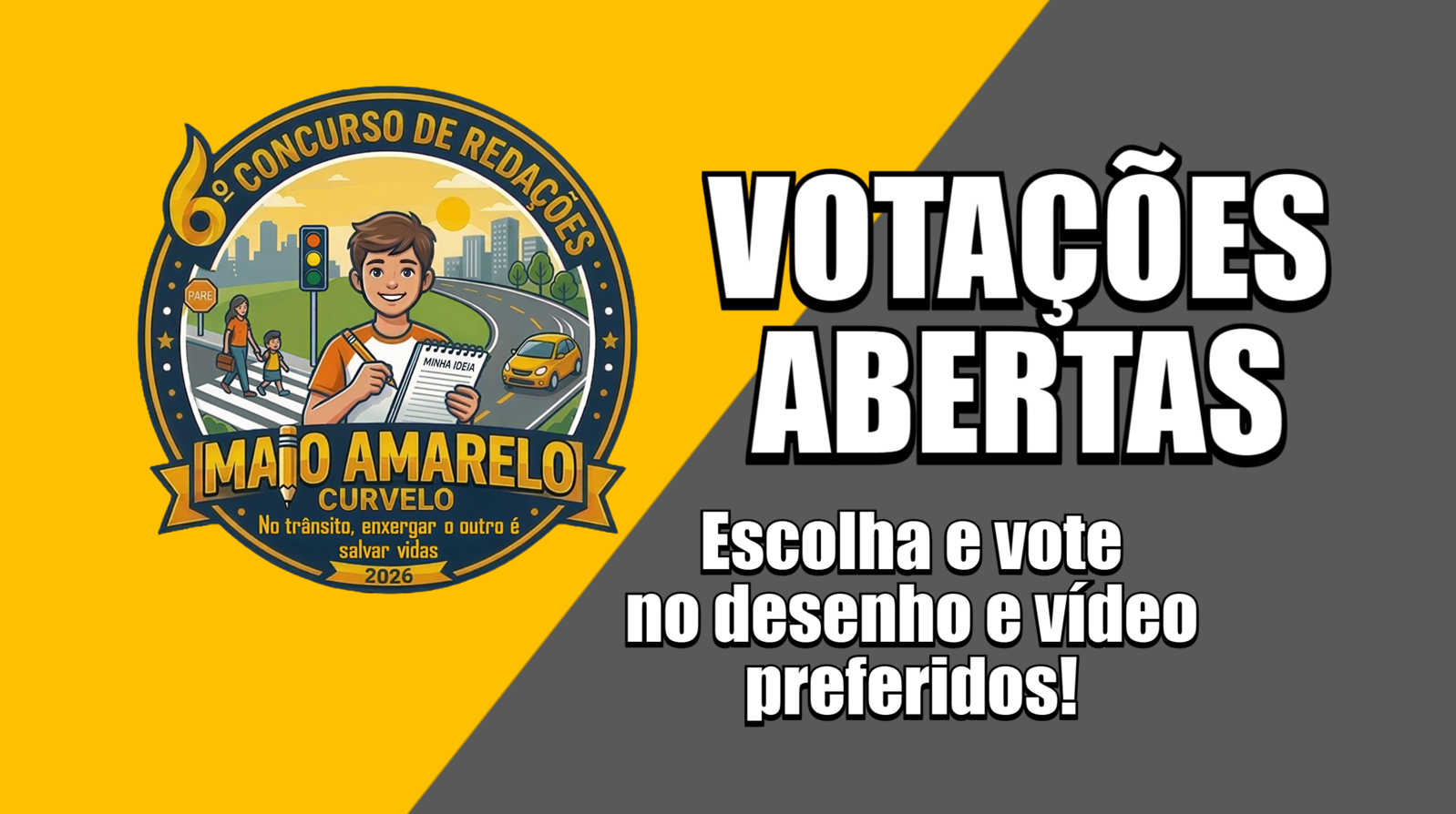 Abertas as votações para o 6º Concurso de Redações Maio Amarelo Curvelo!
